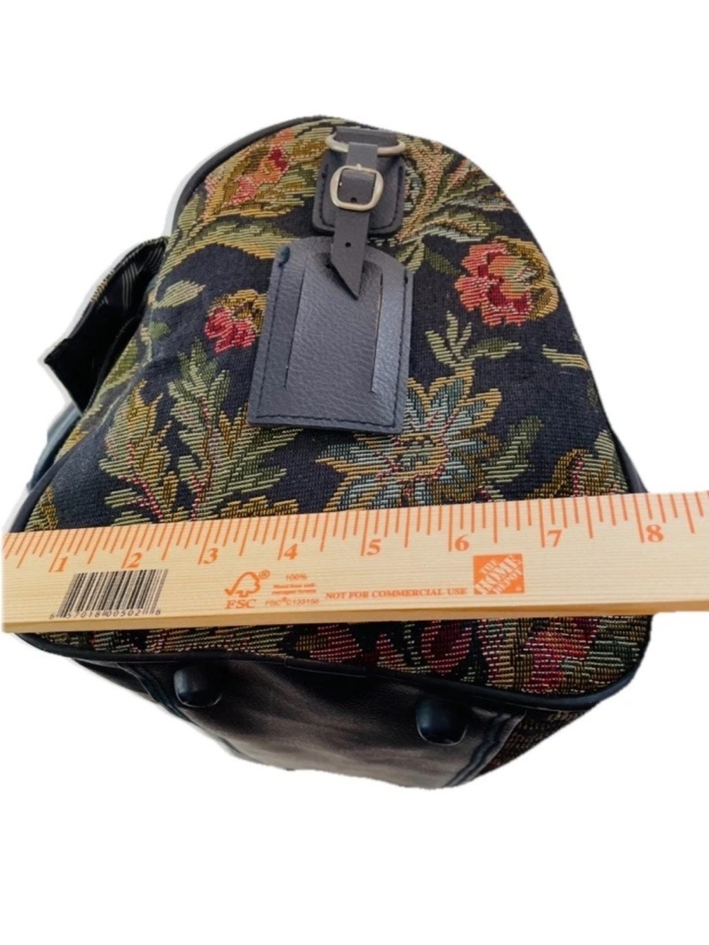 JORDACHE Black Floral Tapestry Luggage Satchel Bag Weekender - Picture 10 of 14